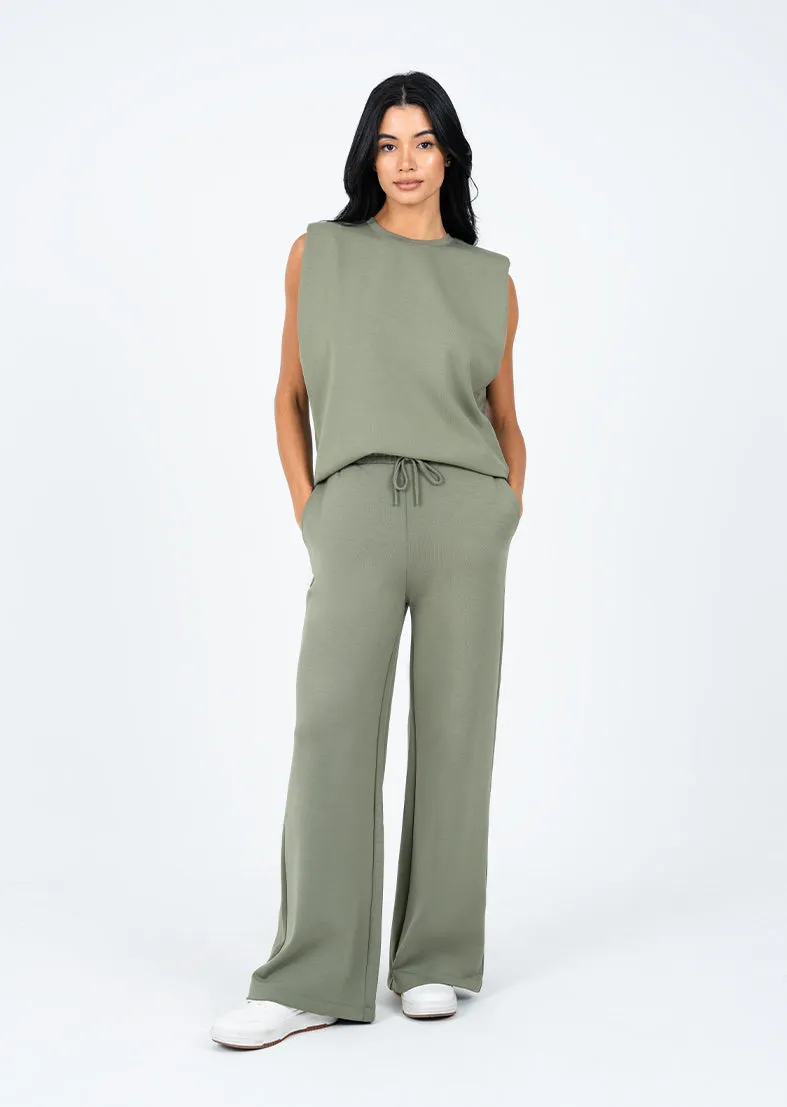 All-Around Lounge Wide Leg Trouser Khaki FINAL SALE