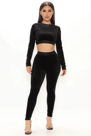 Always Together Velour Legging Set - Black