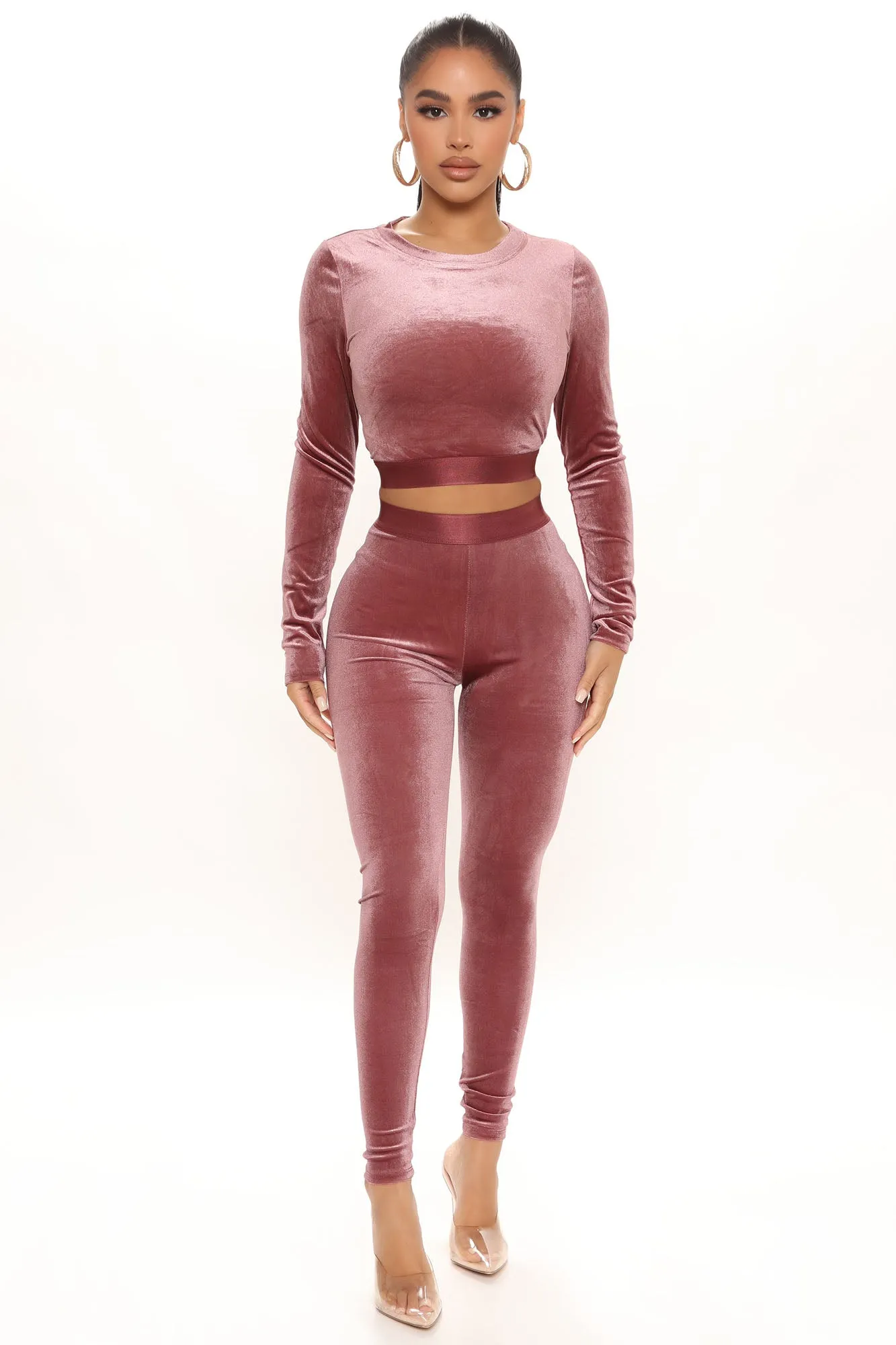 Always Together Velour Legging Set - Mauve