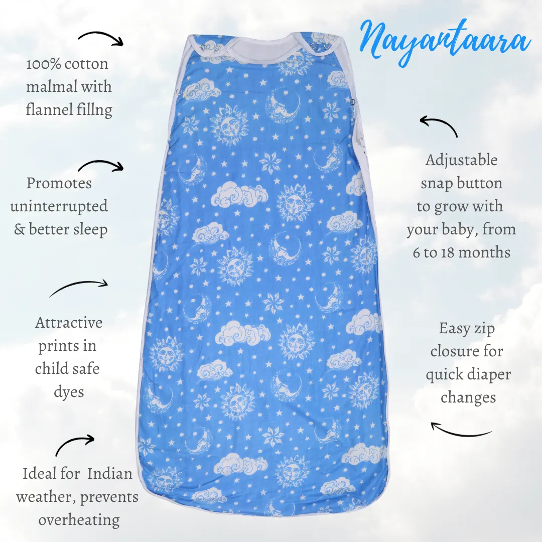 Baby Sleeping Bag | Cotton Malmal | Nayantaara Blue
