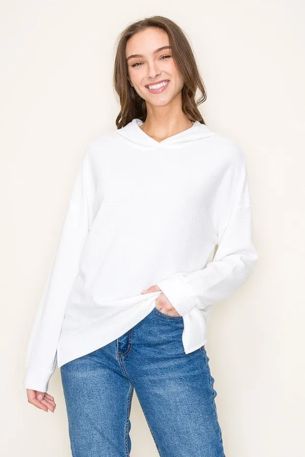 Blue Cloudy Knit Hoodie