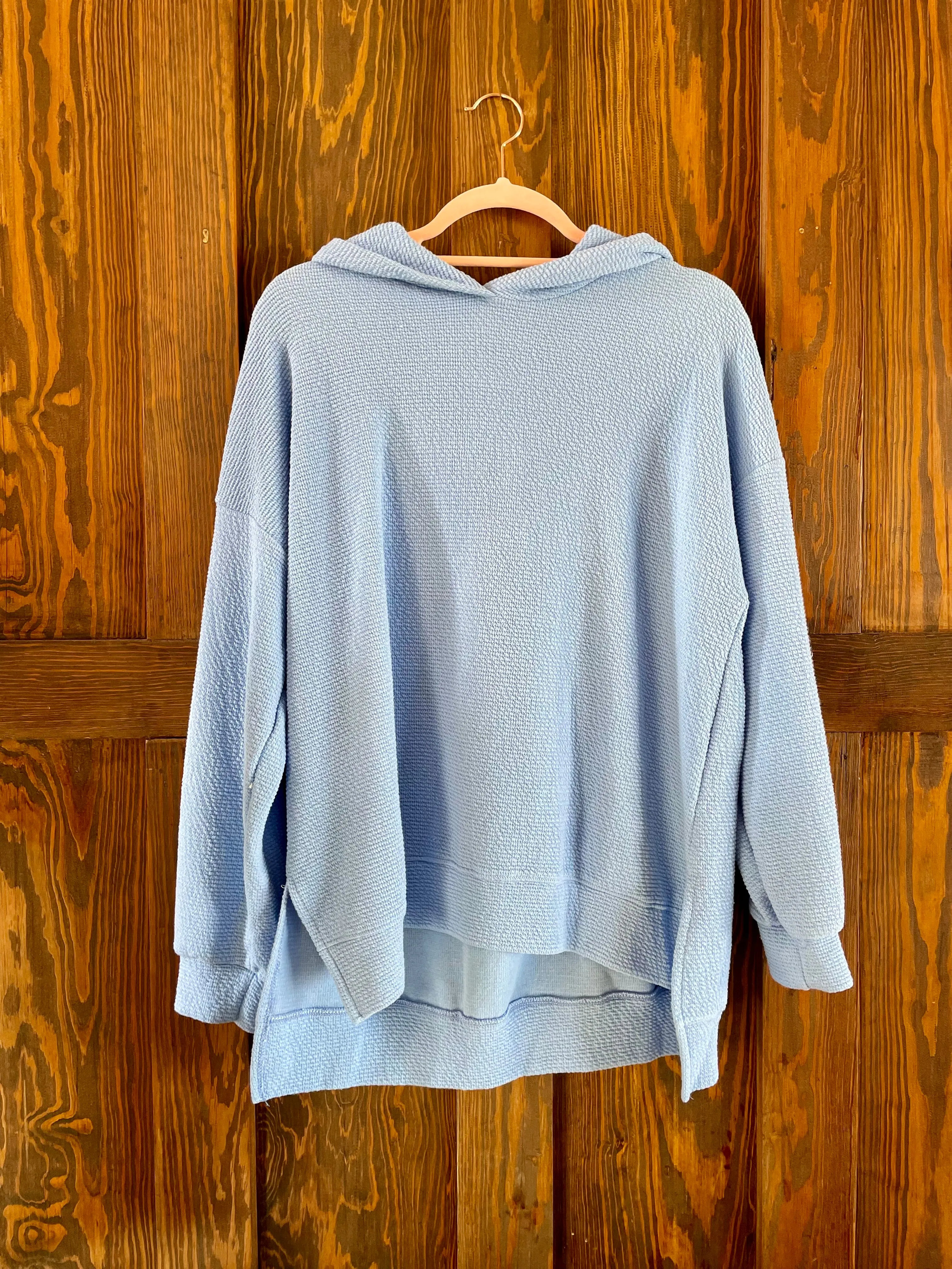 Blue Cloudy Knit Hoodie