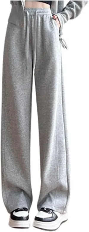 Cargo Sweatpants for Women Wide Leg High Waisted Baggy Drawstring Joggers Comfy Workout Loose Pants with Pockets