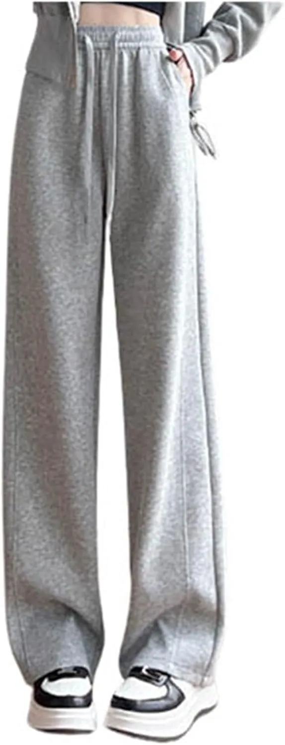 Cargo Sweatpants for Women Wide Leg High Waisted Baggy Drawstring Joggers Comfy Workout Loose Pants with Pockets