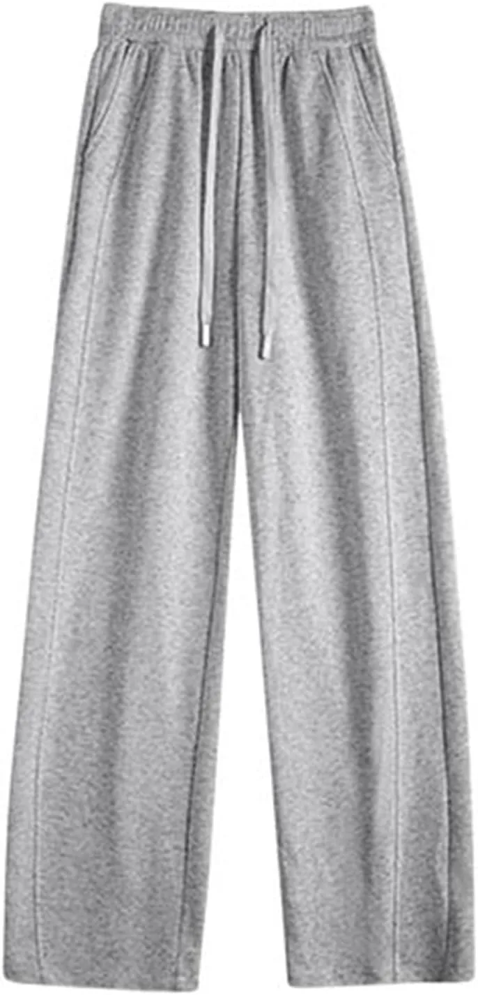 Cargo Sweatpants for Women Wide Leg High Waisted Baggy Drawstring Joggers Comfy Workout Loose Pants with Pockets