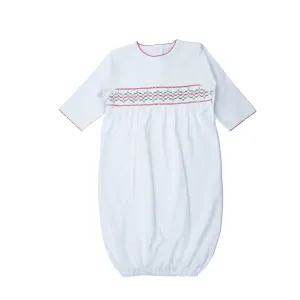 Christmas Smocked Pima Gown, White