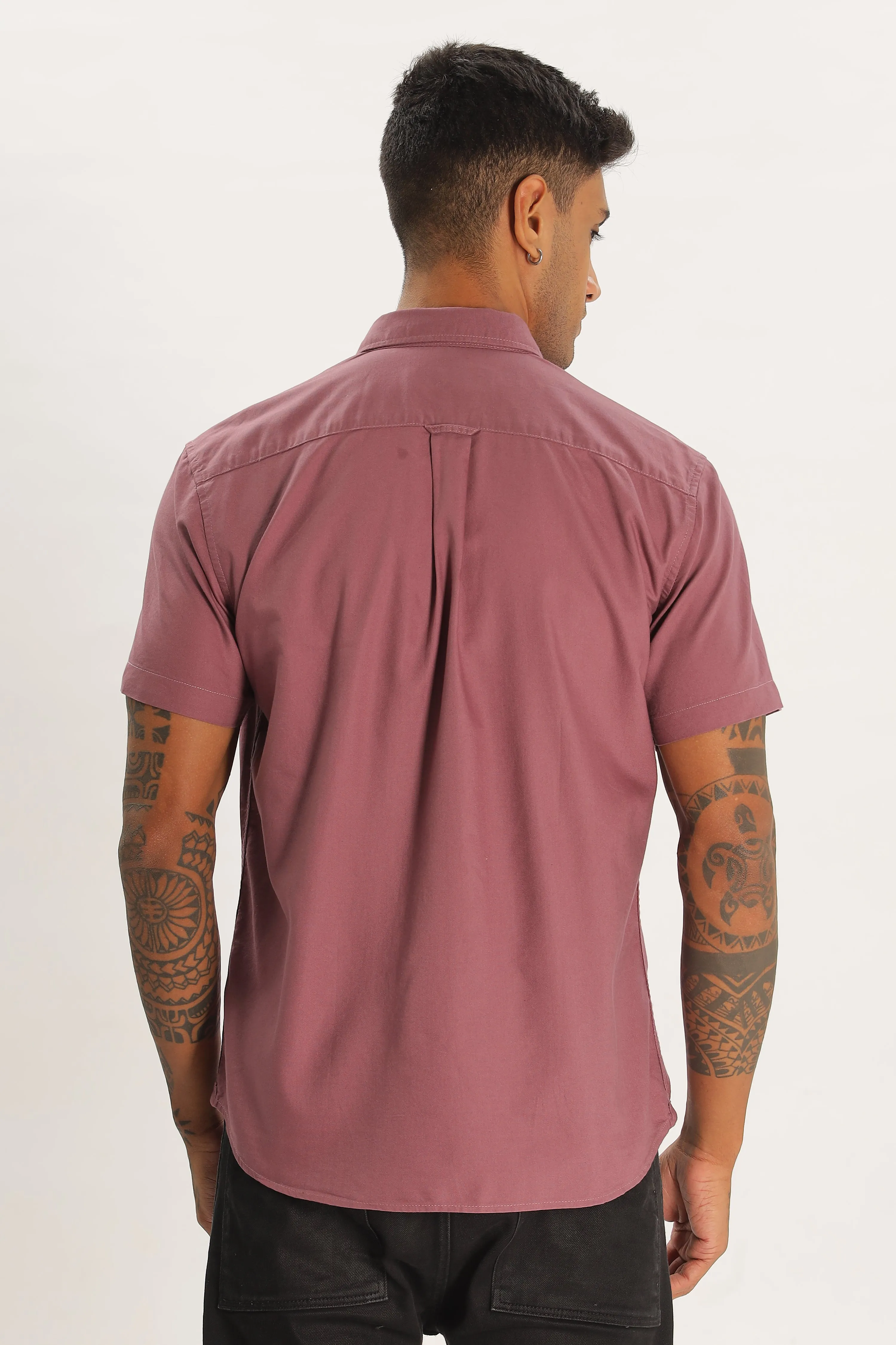 Dark Peach Half Sleeve Regular Fit Shirt