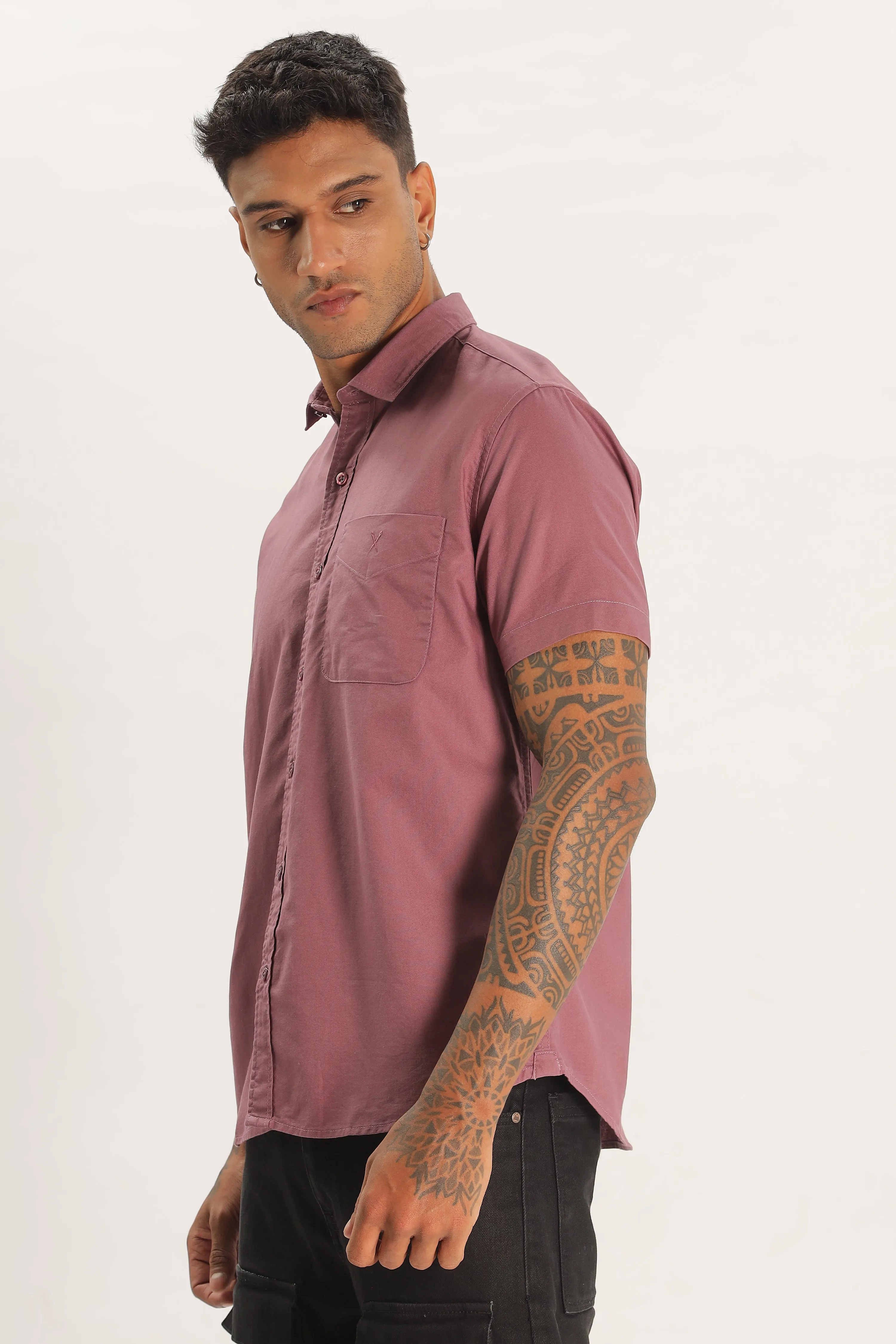 Dark Peach Half Sleeve Regular Fit Shirt