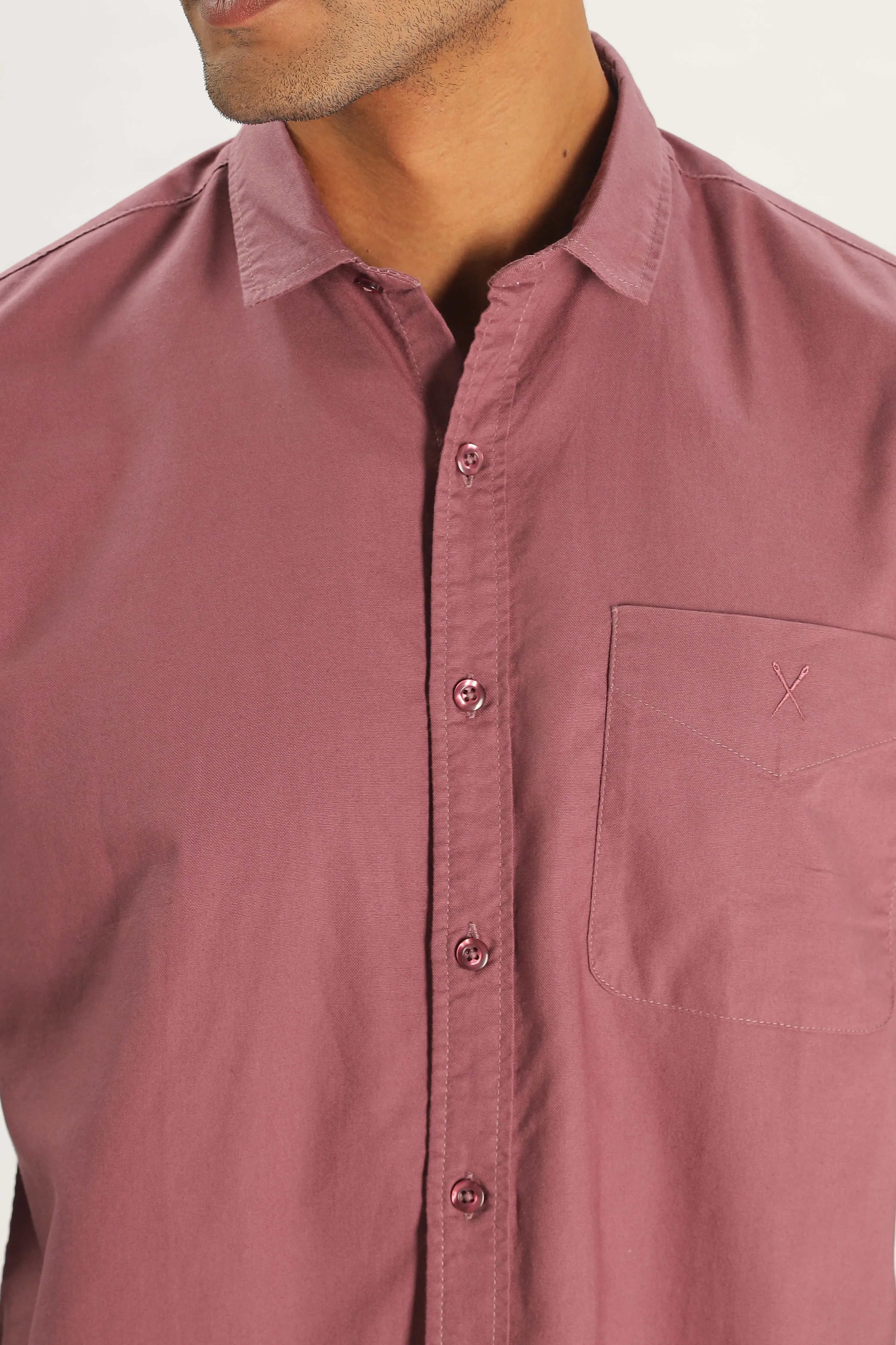 Dark Peach Half Sleeve Regular Fit Shirt