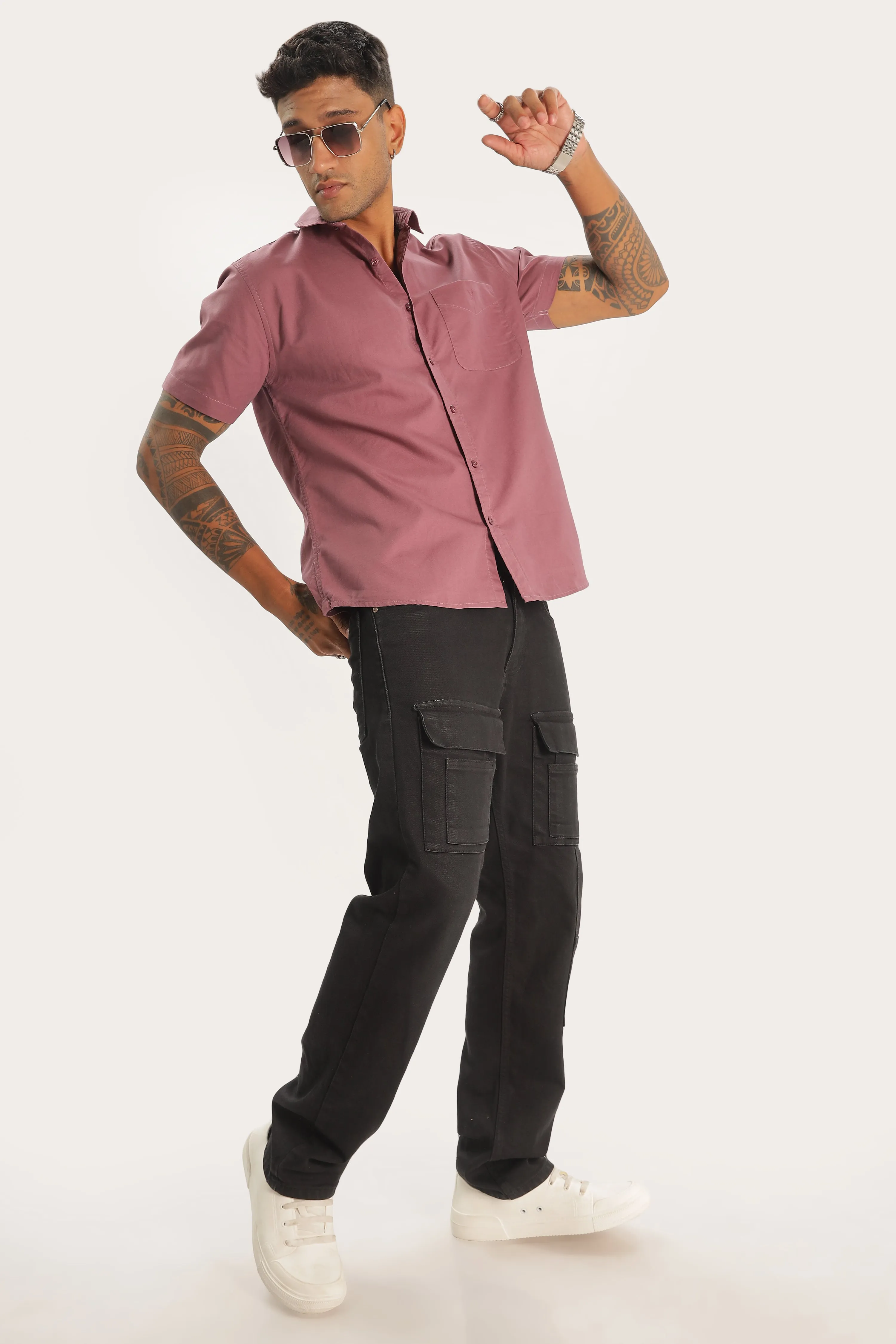 Dark Peach Half Sleeve Regular Fit Shirt