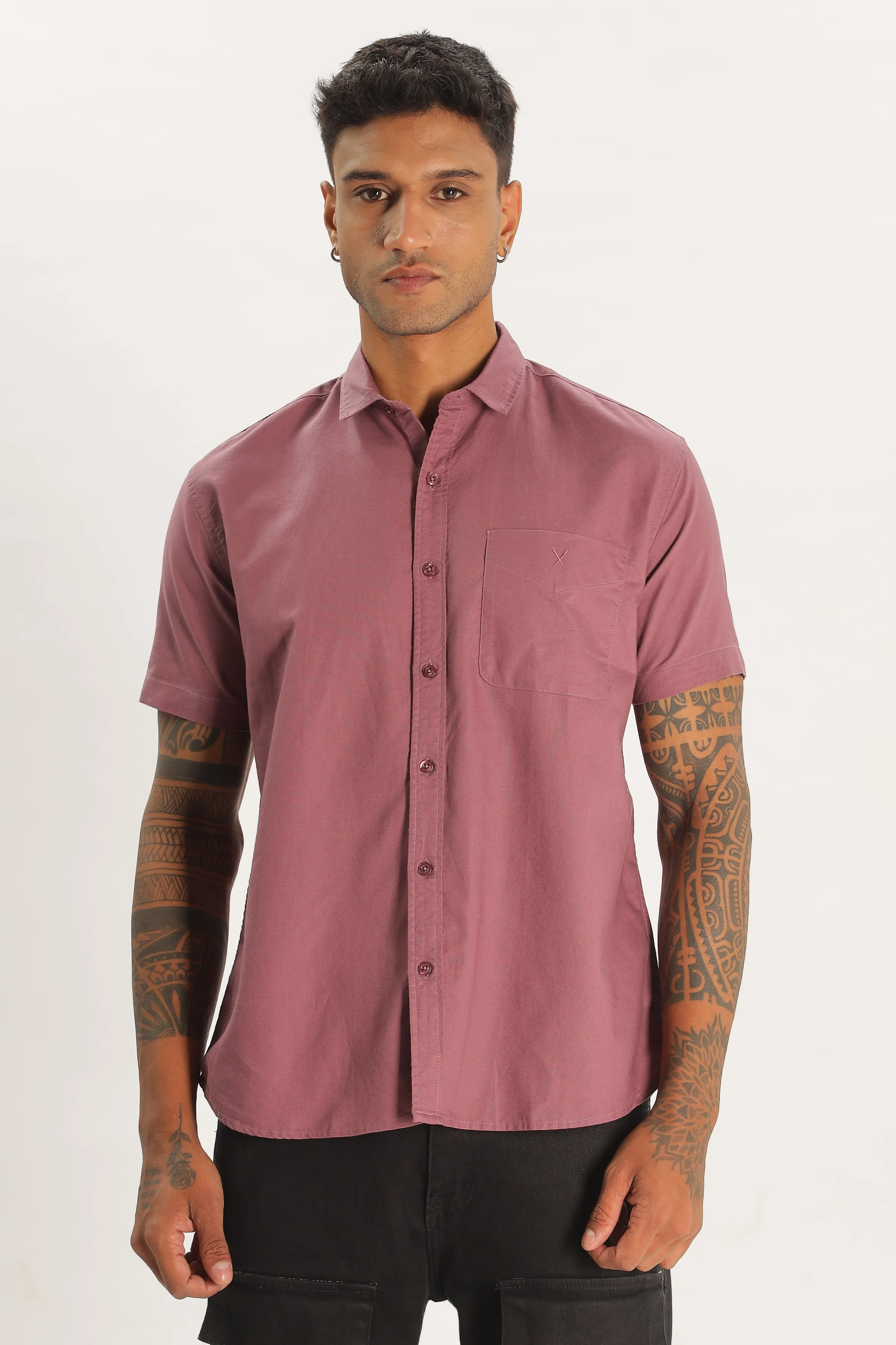Dark Peach Half Sleeve Regular Fit Shirt