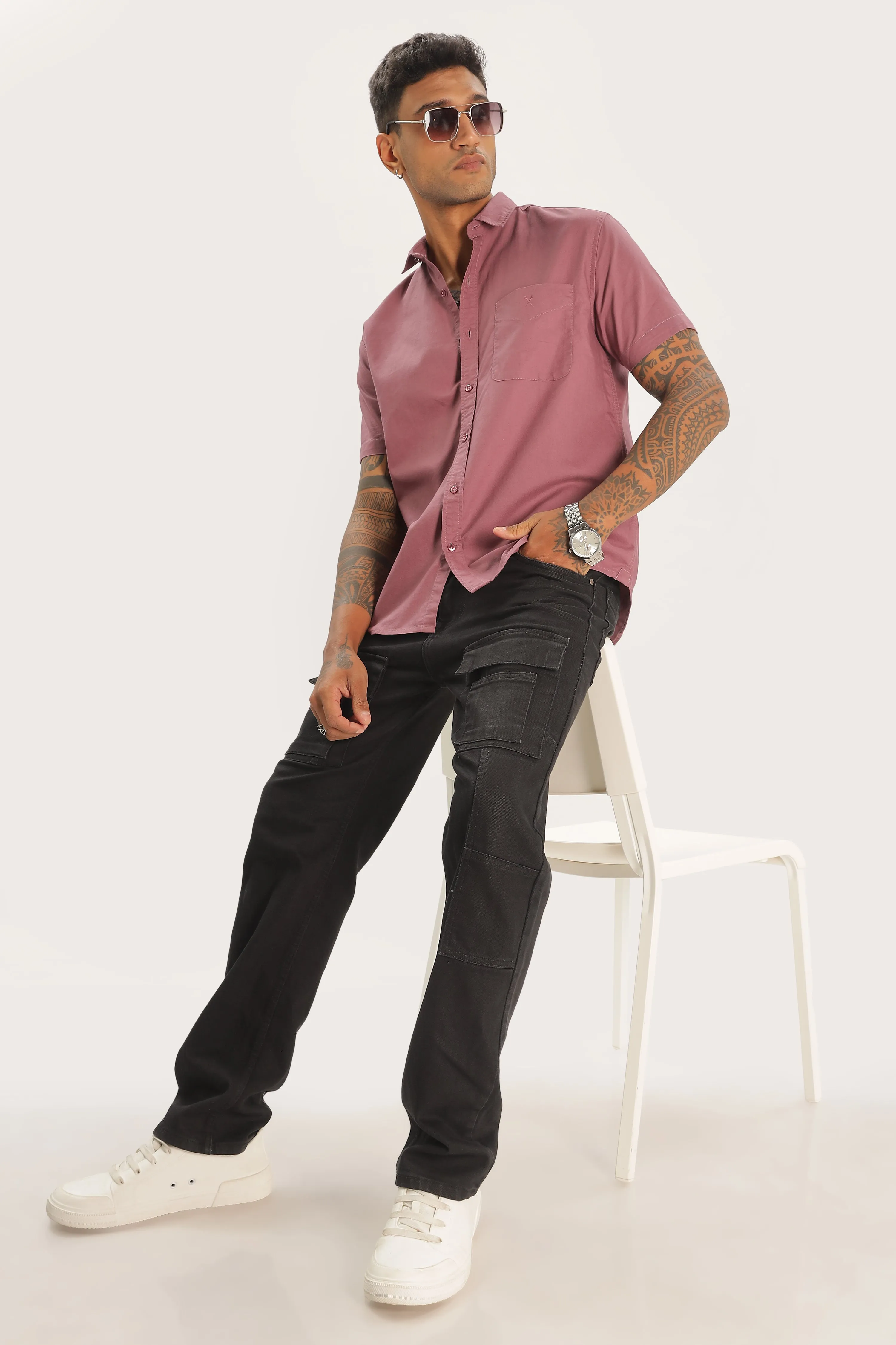 Dark Peach Half Sleeve Regular Fit Shirt