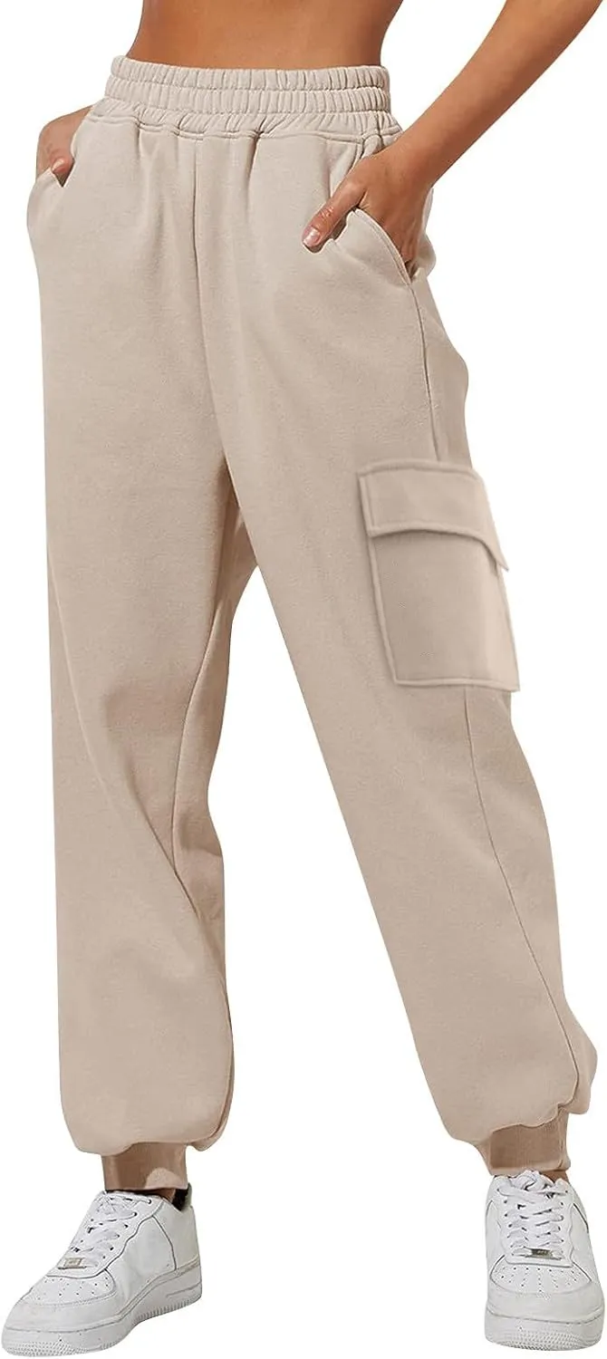 Elastic Ankle Baggy Sweatpants Joggers Women Cinch Bottom High Waist Cargo Pants Oversized Y2k Trouser with Pockets
