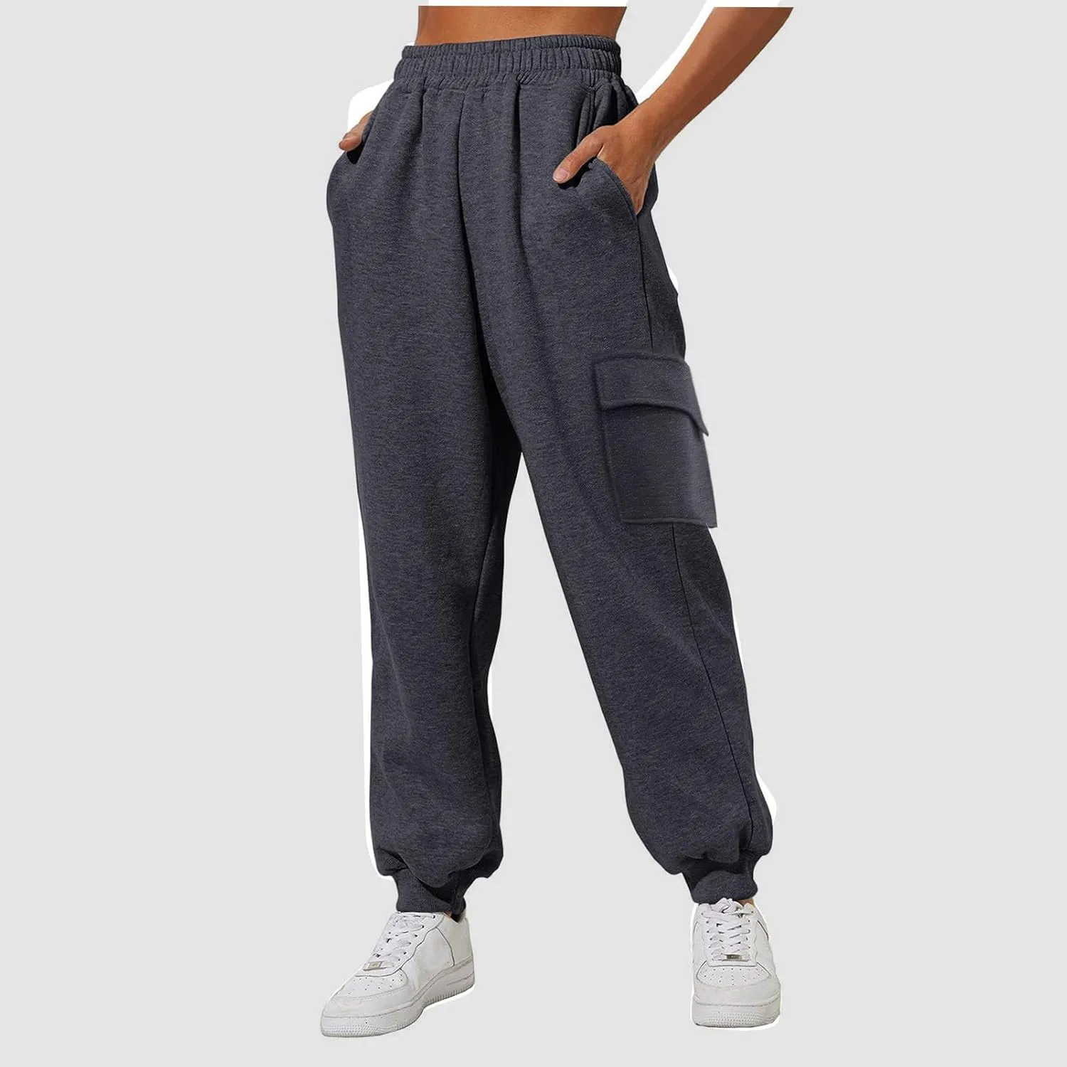 Elastic Ankle Baggy Sweatpants Joggers Women Cinch Bottom High Waist Cargo Pants Oversized Y2k Trouser with Pockets