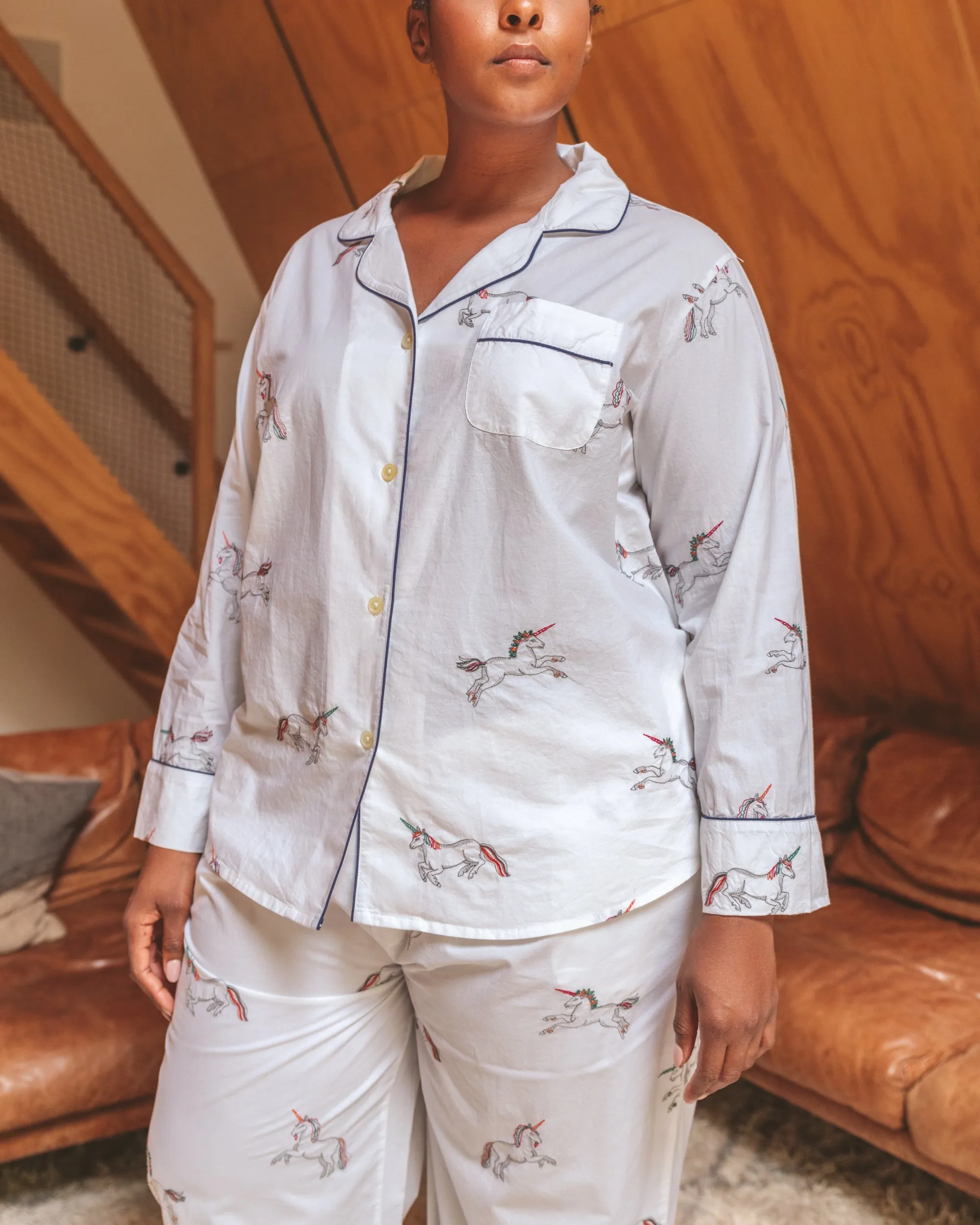 Embroidered Unicorn - Long Sleep Set - Cloud