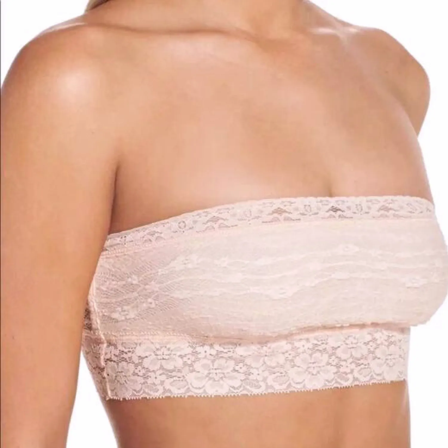 Free People Bandeau Scallop Lace Soft Pink