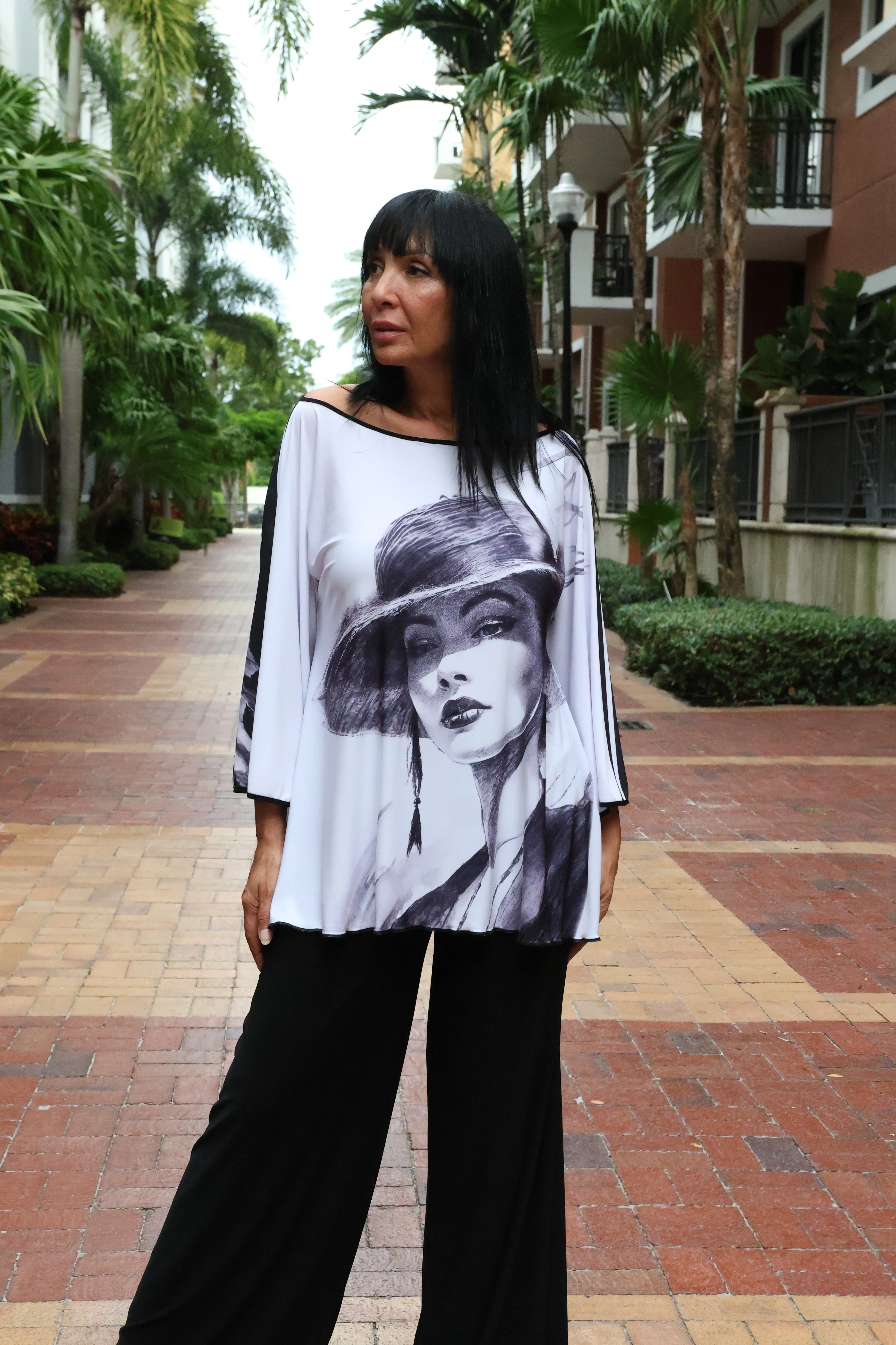 Japanese Blouse Black and white.