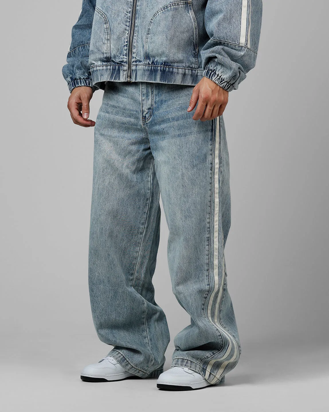 Loiter Track Star Denim Jeans Blue Wash
