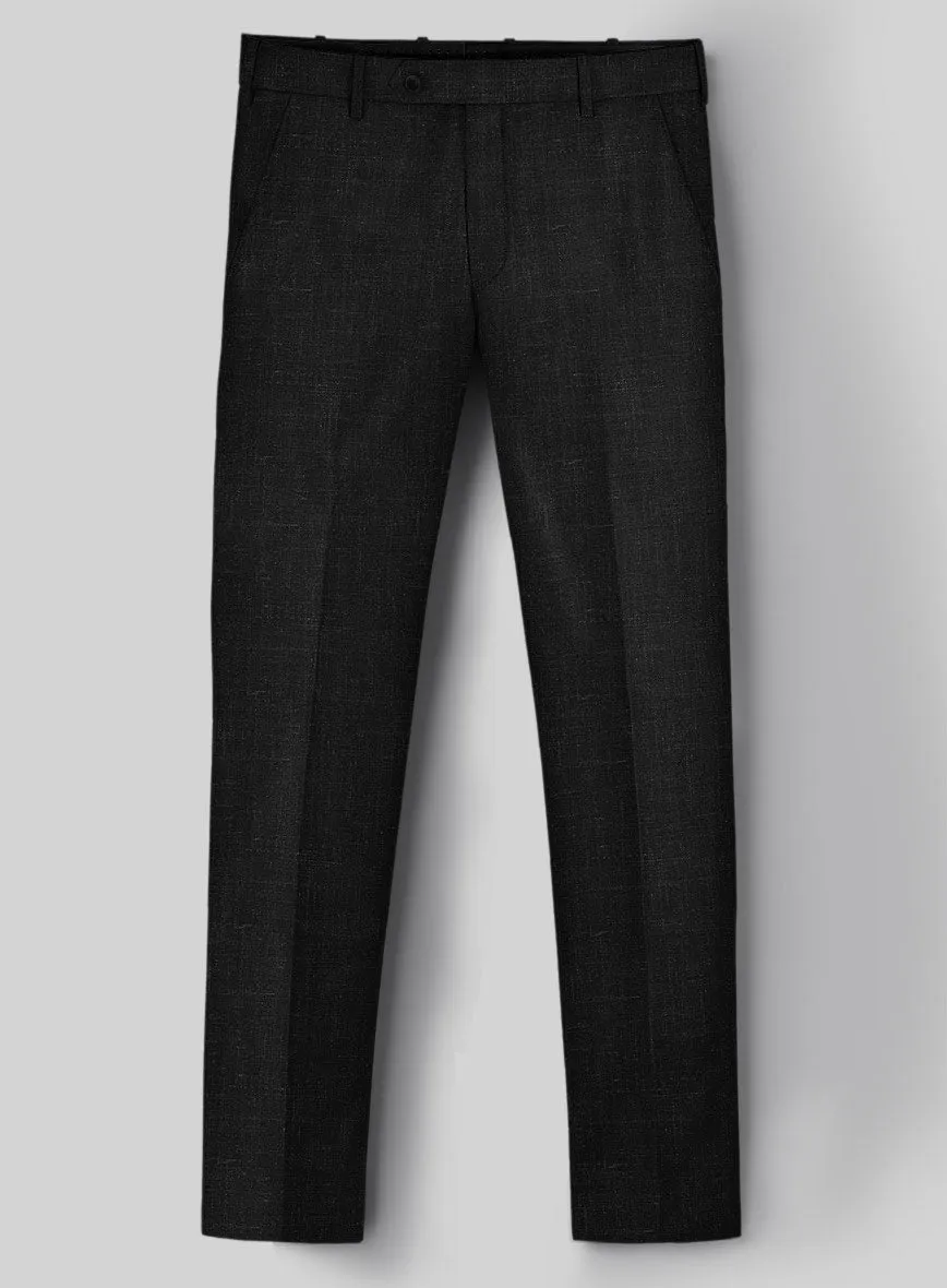 London Loom Black Twill Wool Silk Linen Suit