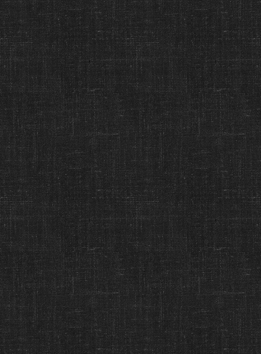 London Loom Black Twill Wool Silk Linen Suit