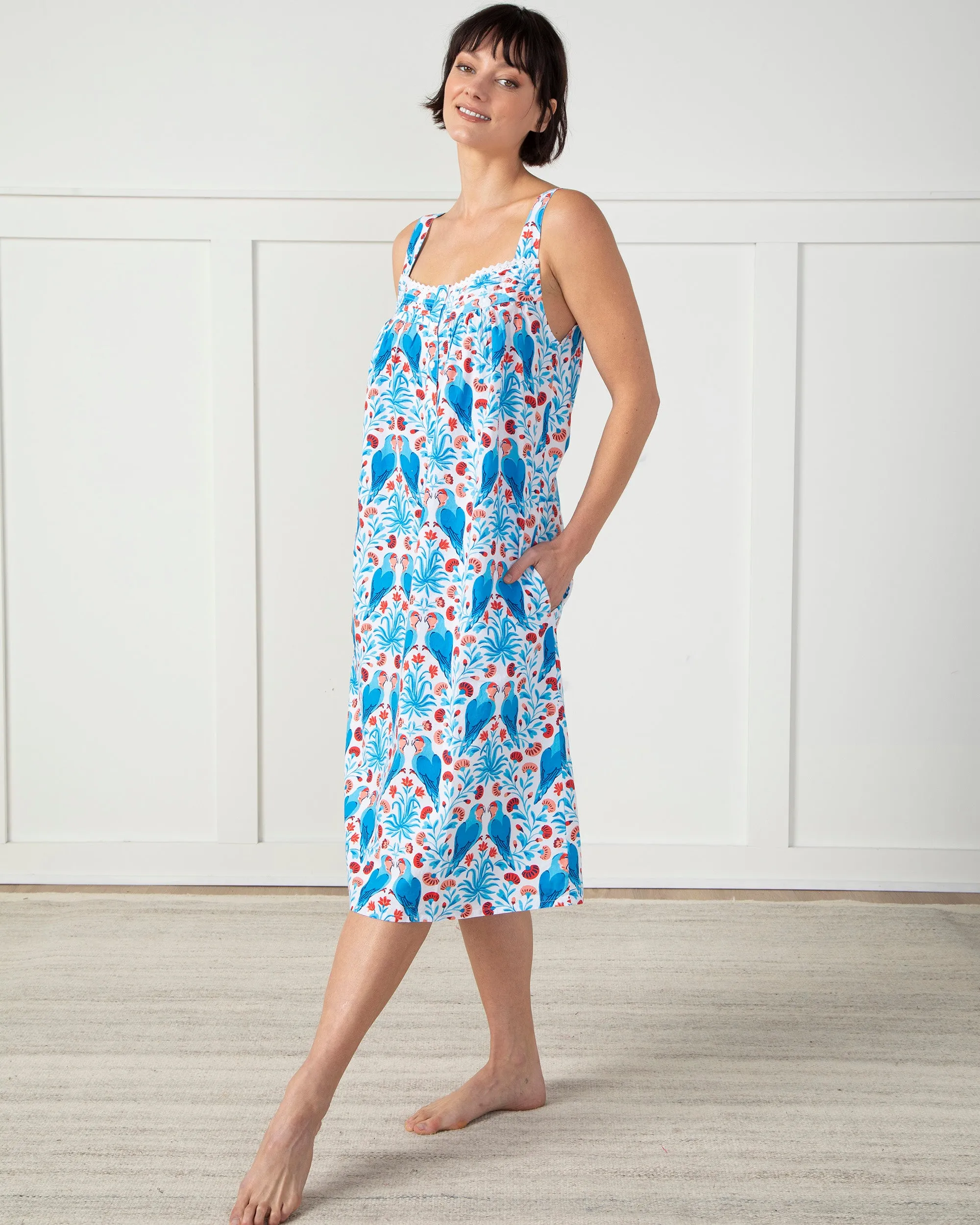 Lovebirds - Back to Bed Nightgown - Blue Cloud