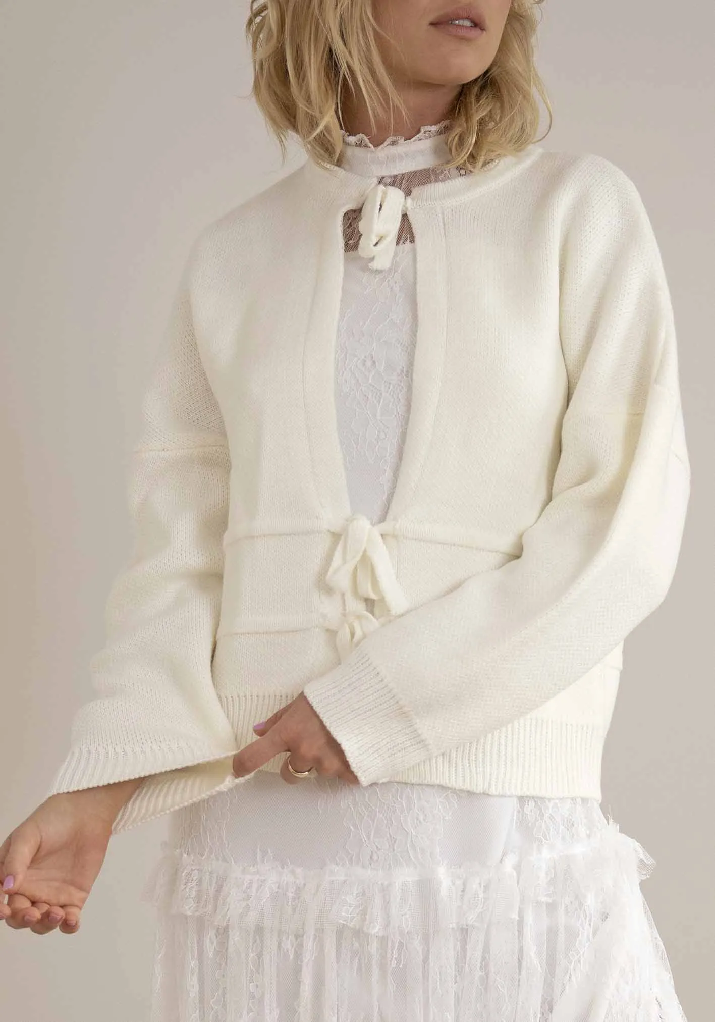 Matchmaker Cream Bow Cardigan