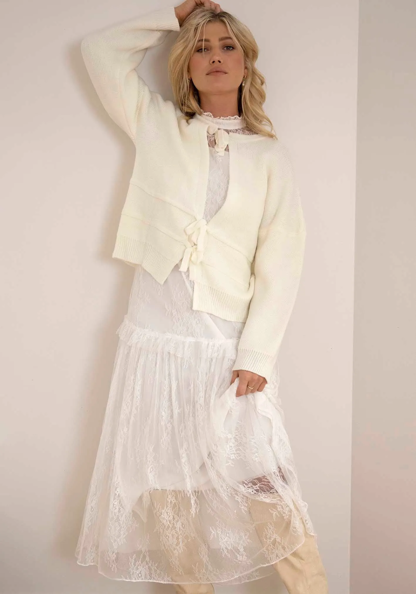 Matchmaker Cream Bow Cardigan