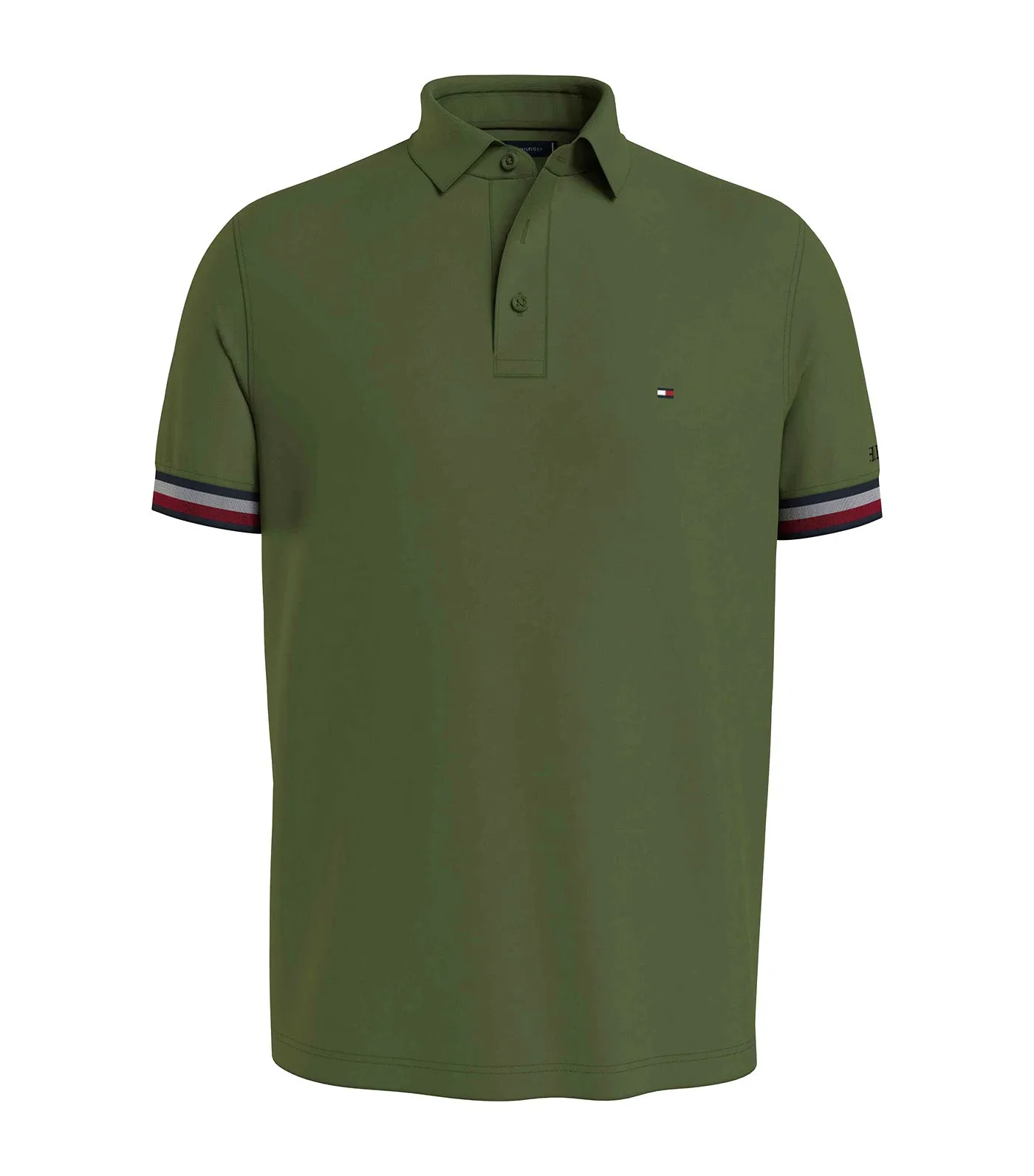 Men's WCC Bold Textured Cuff Regular Polo Shirt Putting Green