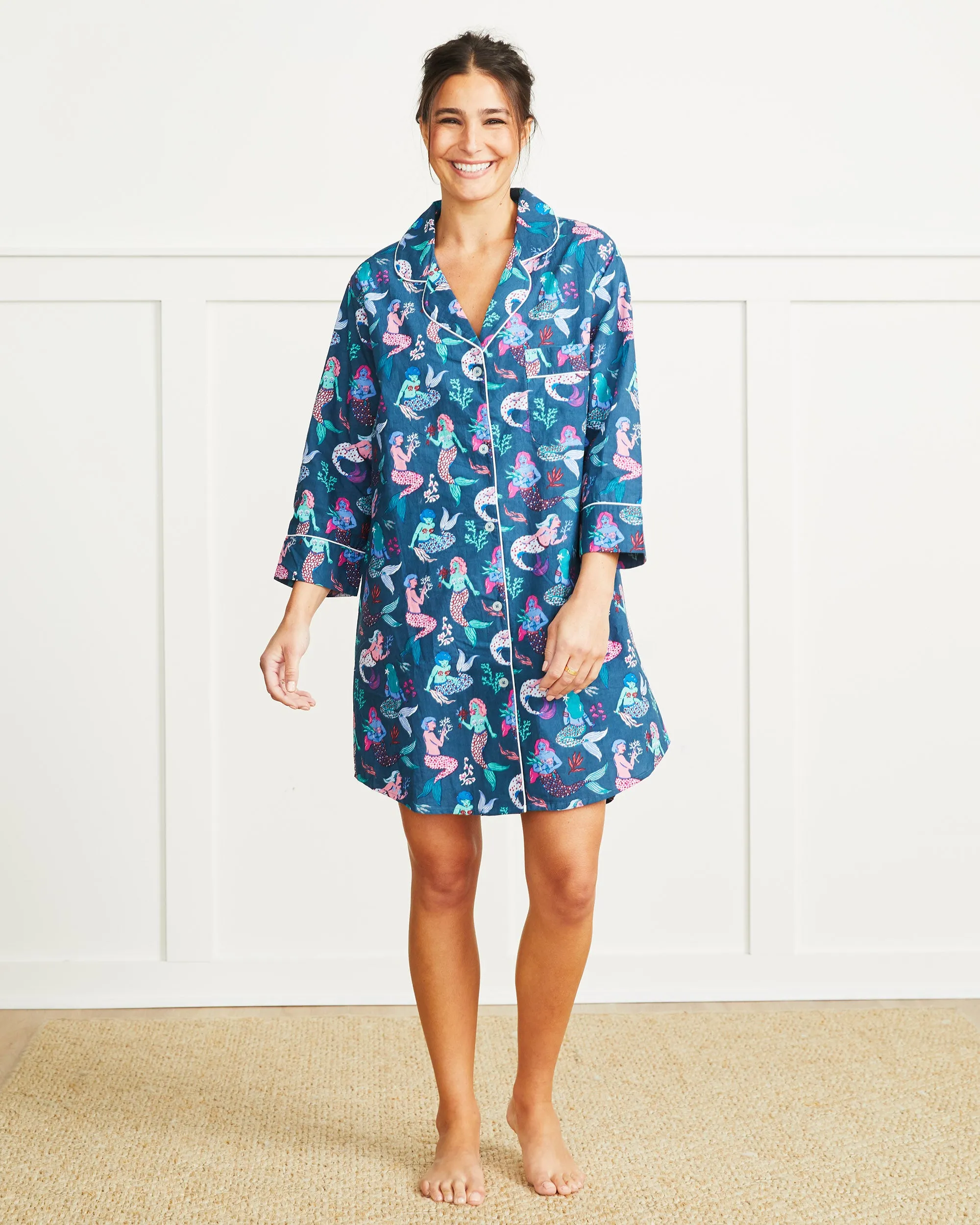Mythical Mermaids - Sleep Shirt - Shoreline Blue