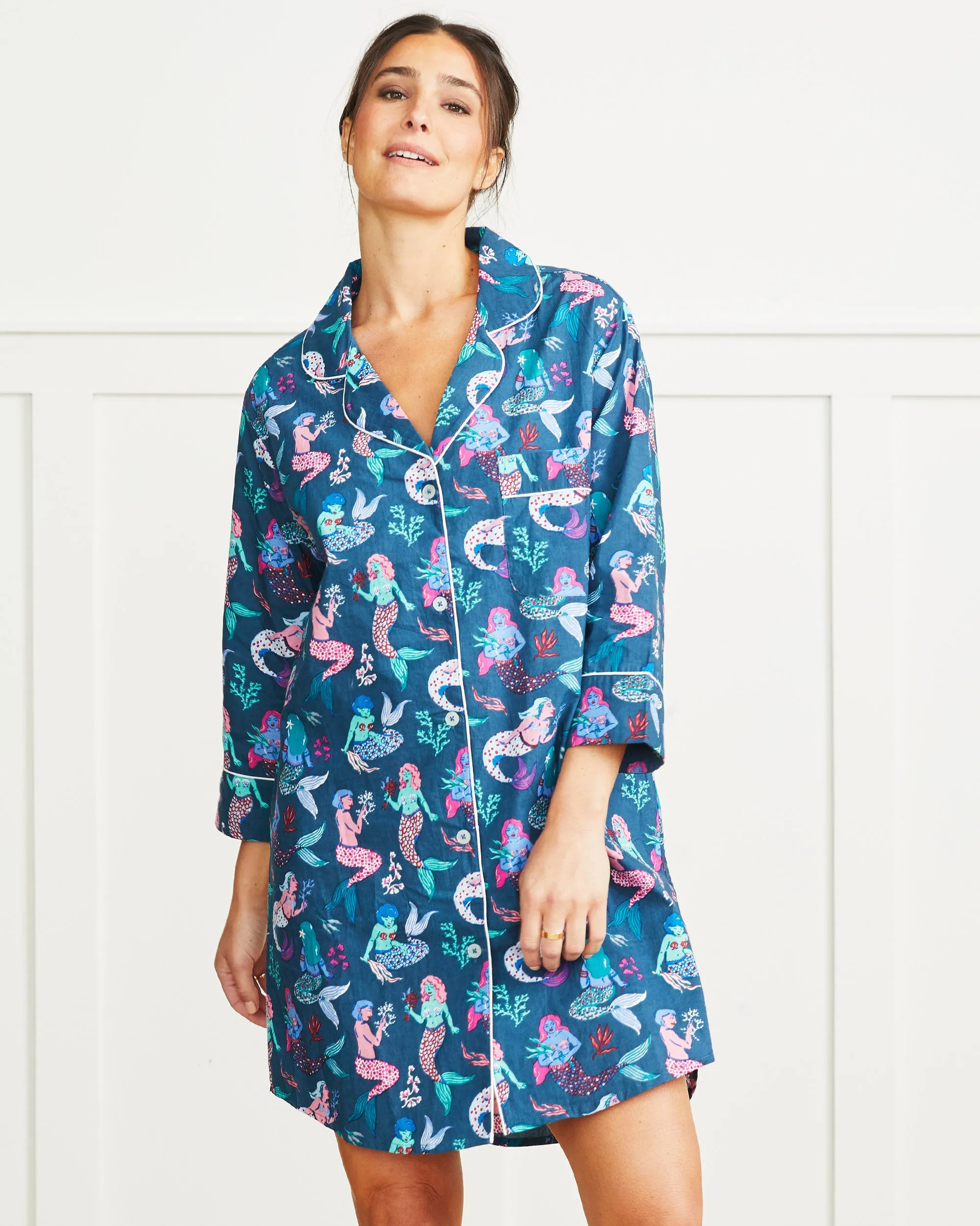 Mythical Mermaids - Sleep Shirt - Shoreline Blue