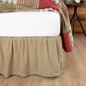 Prairie Winds Green Ticking Stripe Bed Skirt