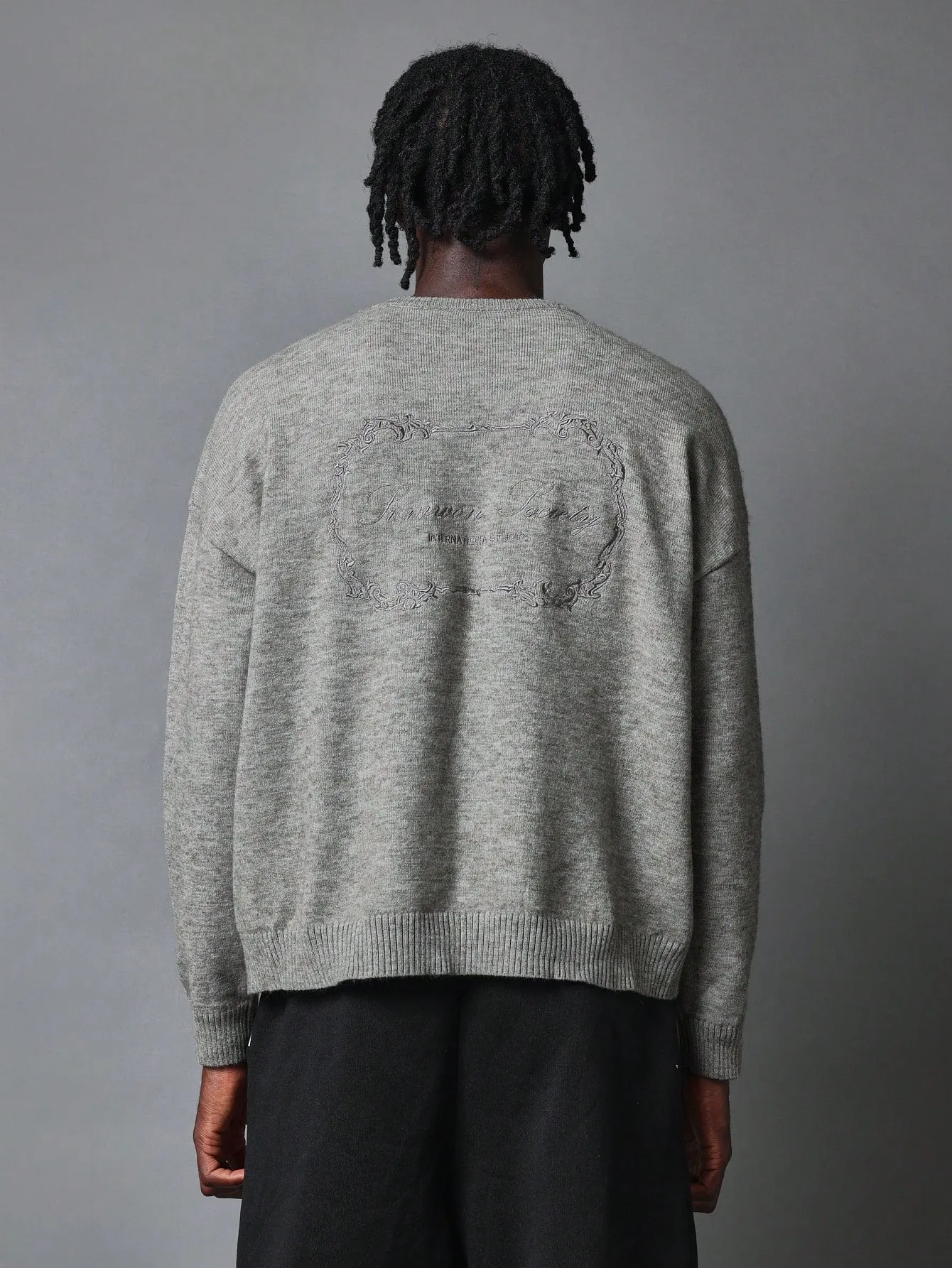 Regular Fit Crew Neck Sweater With Back Embroidery