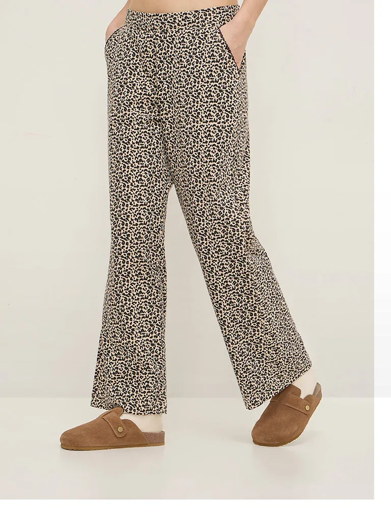 Superstar Black Animal Printed High-Rise Cotton-Blend Pants
