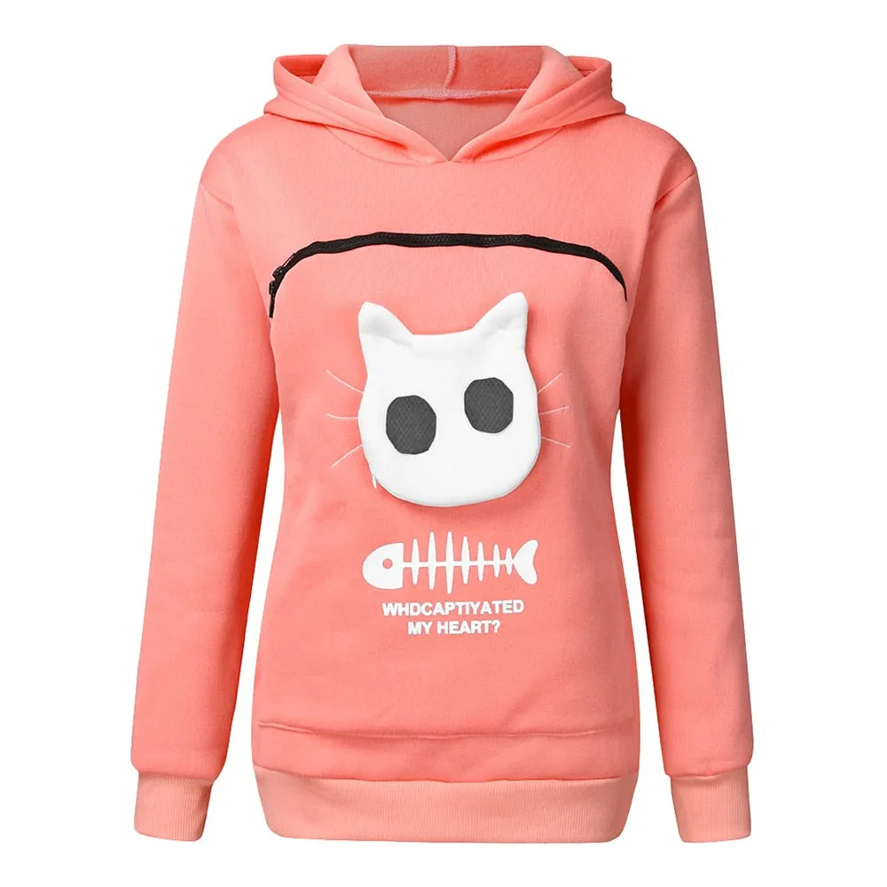 Sweatshirt Cat Lovers Hoodie Kangaroo pocket