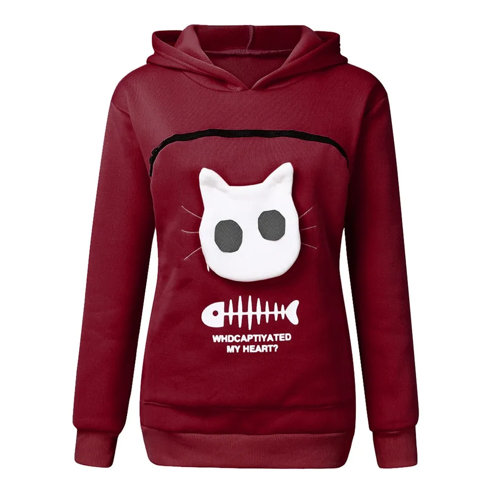 Sweatshirt Cat Lovers Hoodie Kangaroo pocket