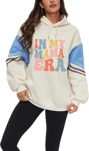 Vivimeng Mama Hoodies for Women Oversized Long Sleeve Sweatshirt In My Mama Era Casual Pullovers Tops S-XXL