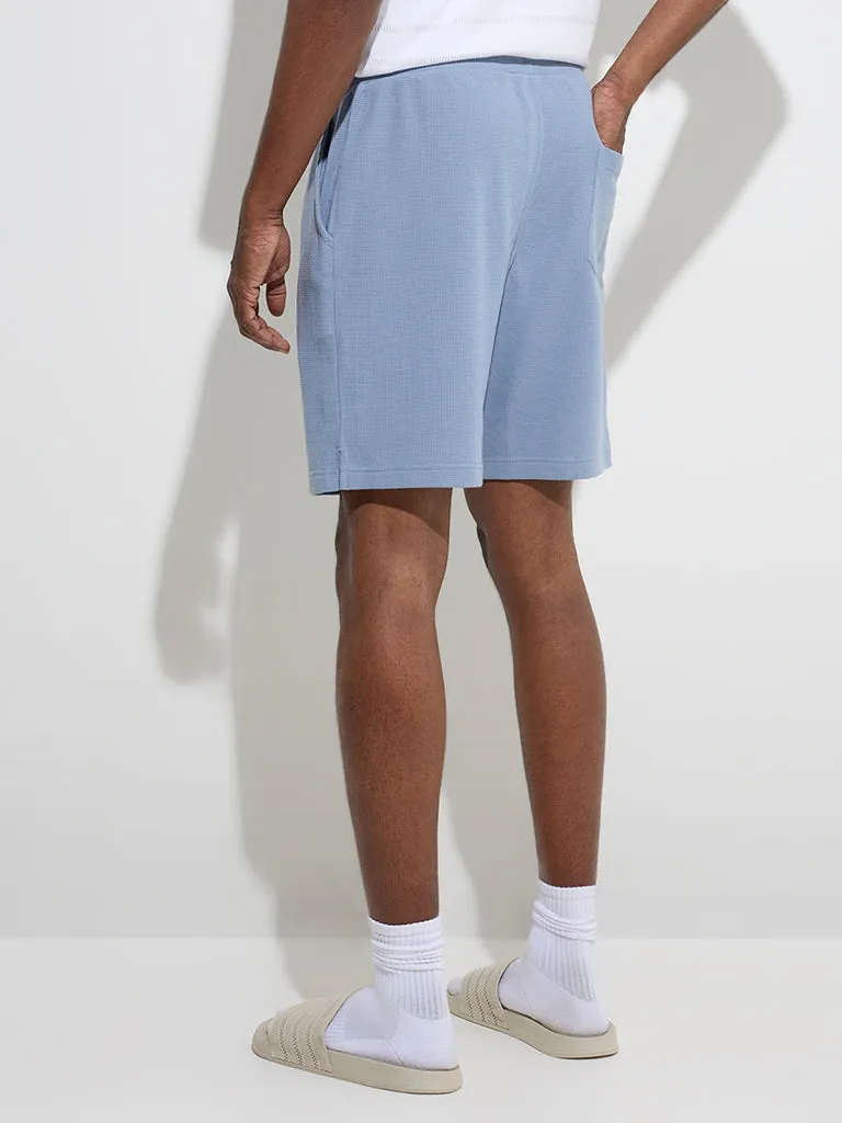WES Lounge Dusty Blue Relaxed-Fit Cotton-Blend Shorts