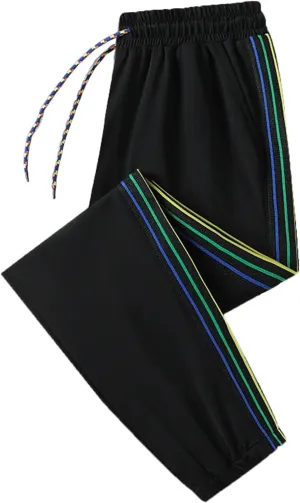 Women's Ice Silk Pants Stretch Lightweight Quick Dry Drawstring Elasticated High Waist Casual Pants Summer Trousers