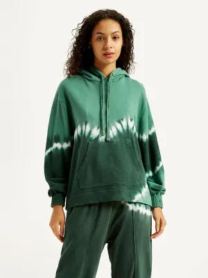 Women's Tie-Dye Green Hooded Sweatshirt
