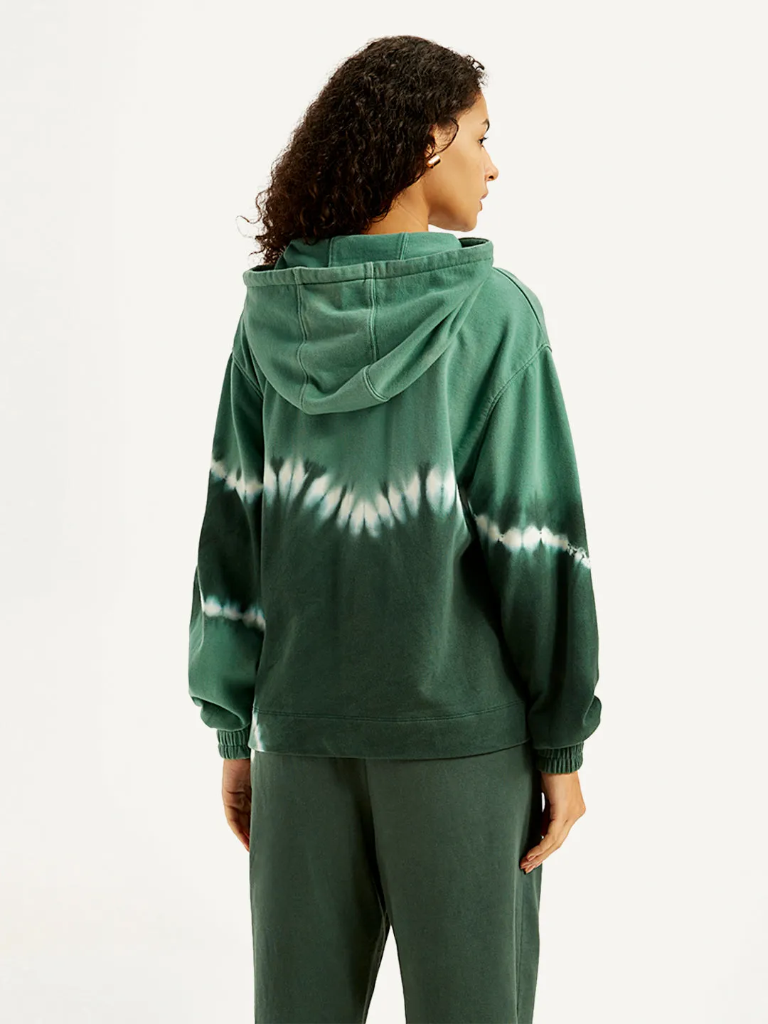 Women's Tie-Dye Green Hooded Sweatshirt